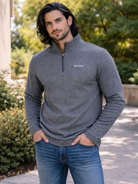 Columbia Quarter Zip Fleece Pullover XXL Charcoal Heather Soft Knit Jacket